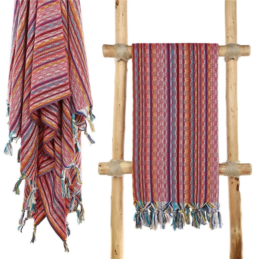 4 Red Bohemian Towels - 100% Turkish Cotton Beach Bath Towel